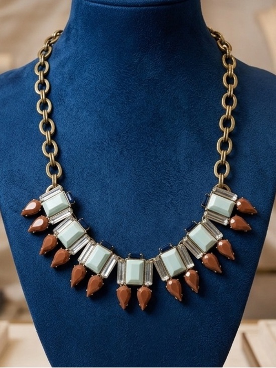 J. Crew Jewelry - NWT J.Crew Chunky Geometric Statement Bib Necklace Turquoise Terracotta 2630